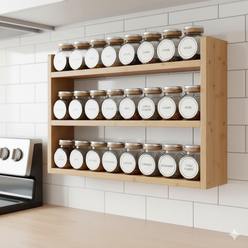 Wall-mounted spice racks (decorative)